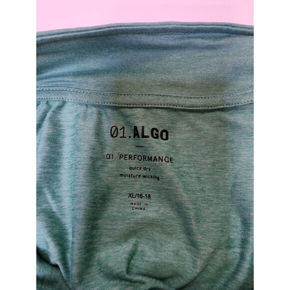 0.1 Algo Shirt Boys XL (16-18) Green Performance Quarter Zip Long Sleeve - Picture 4 of 9